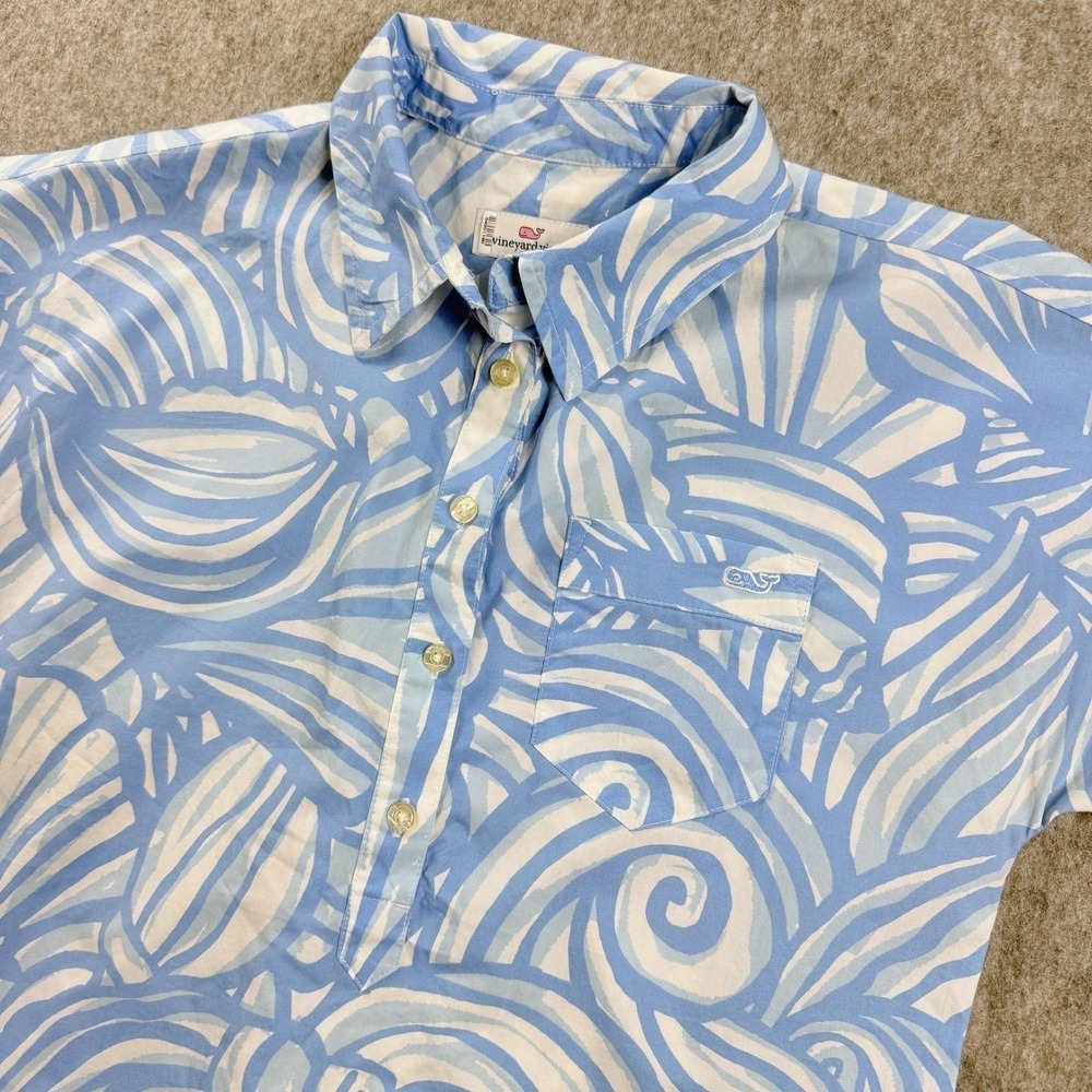 Vineyard Vines Women XS 2 Nautilus Shell Popover Shirt Cornflower Blue
